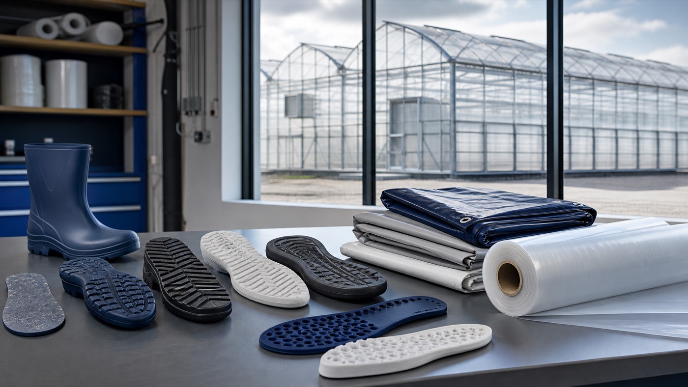 Representative footwear, construction-film and agricultural-film applications
